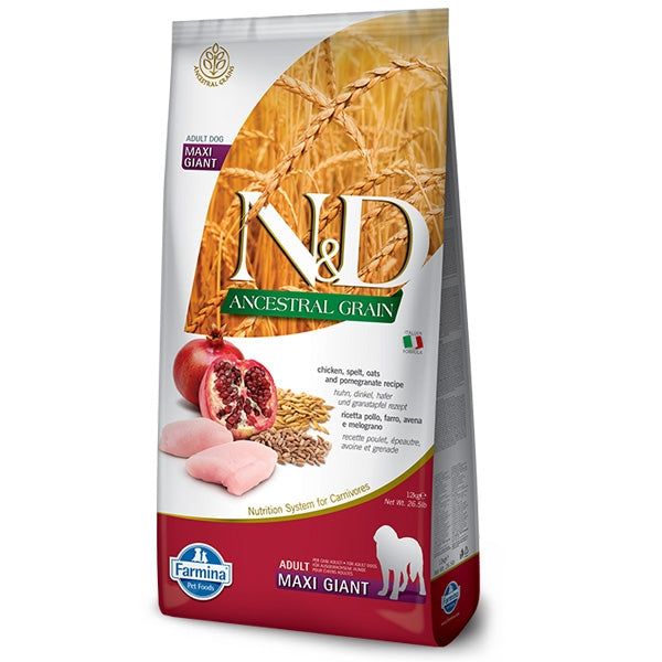 Farmina - Natural & Delicious Ancestral Grain Adult Maxi & Giant con Pollo, Farro, Avena e Melograno
