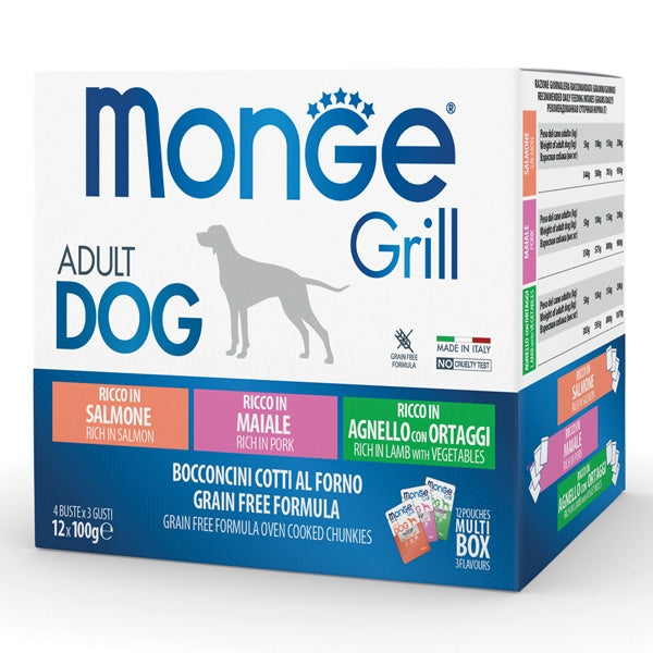 Monge - Grill Adult Multibox Mix Salmone - Maiale - Agnello