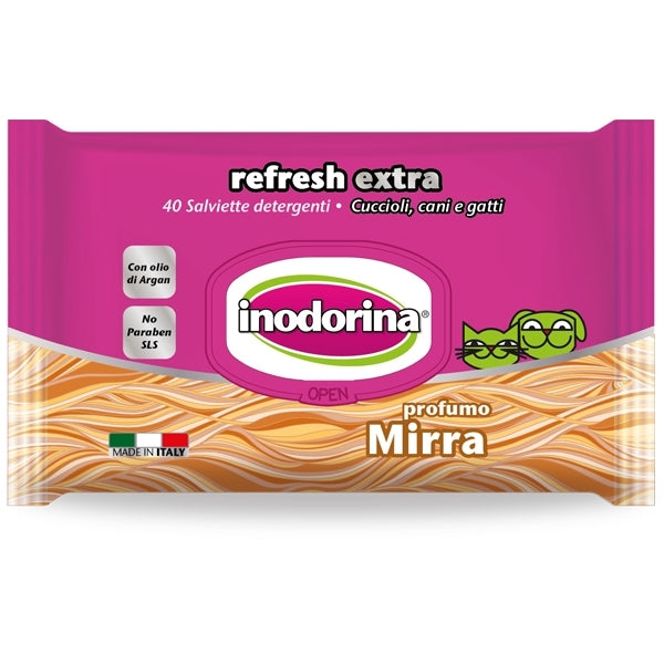 Inodorina - Salviette Refresh Extra con Mirra e Olio di Argan