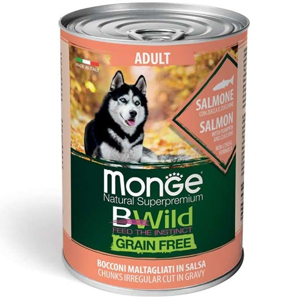 Monge - BWild Grain Free Adult All Breeds con Salmone, Zucca e Zucchine