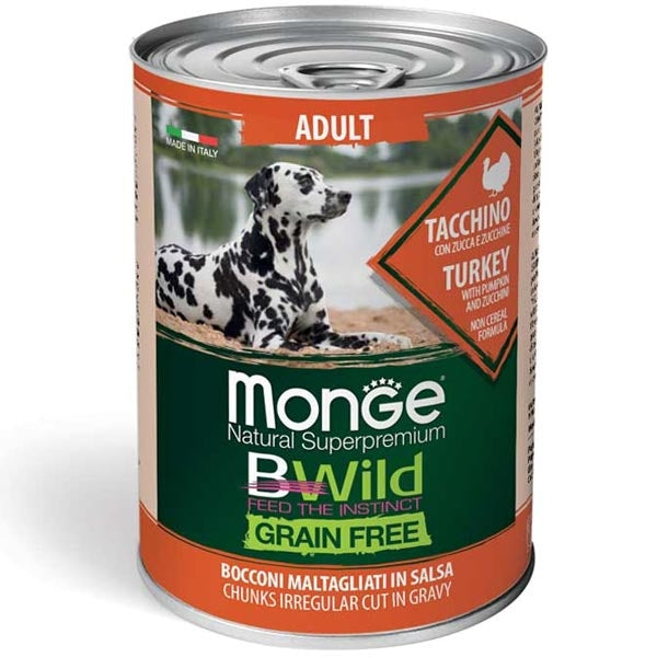 Monge - BWild Grain Free Adult All Breeds con Tacchino, Zucca e Zucchine