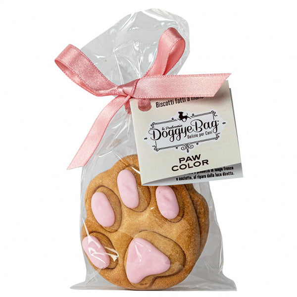 Doggye bag - Paw  2 Biscotti  a Forma di Zampa Rosa per Cani