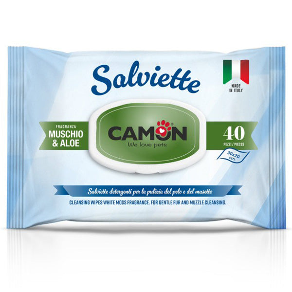 Camon - Salviette Detergenti con Aloe e al Profumo di Muschio Bianco