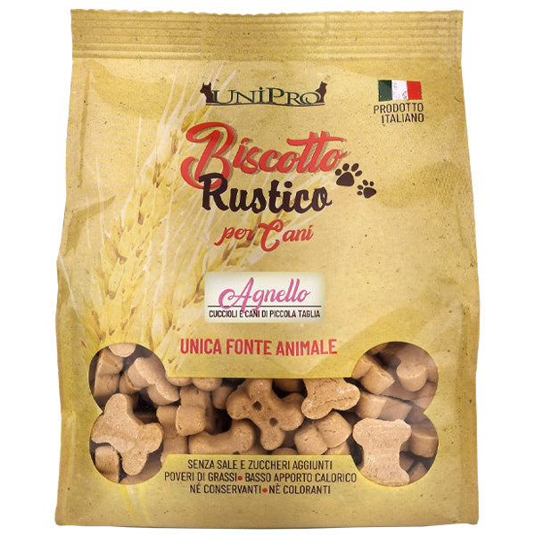 Unipro - Biscotto Rustico per Cani Cuccioli o di Piccola Taglia all' Agnello