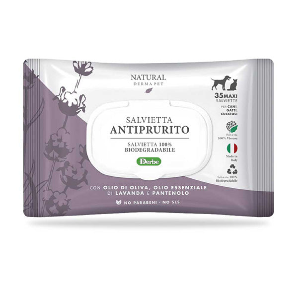 Derbe - Salviette Antiprurito Funzionali con Lavanda Olio di Oliva e Pantenolo