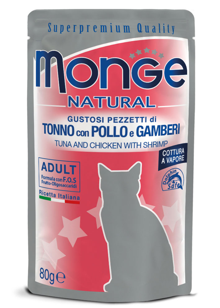 Monge - Natural Superpremium Cotti a Vapore con Tonno, Pollo e Gamberetti